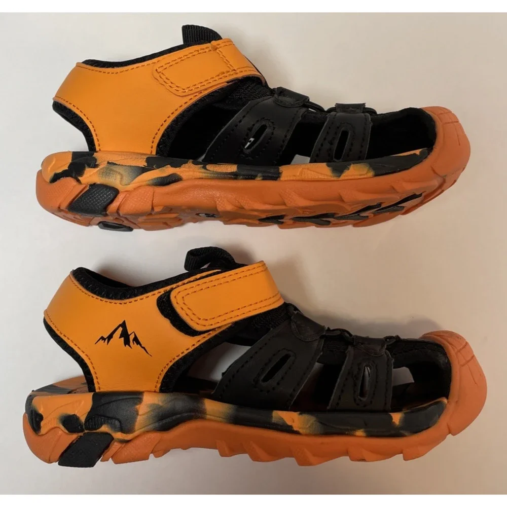 Nortiv8 Youth Kid's Closed Toe Toed Athletic Water Sandals Size 11 Black/Orange